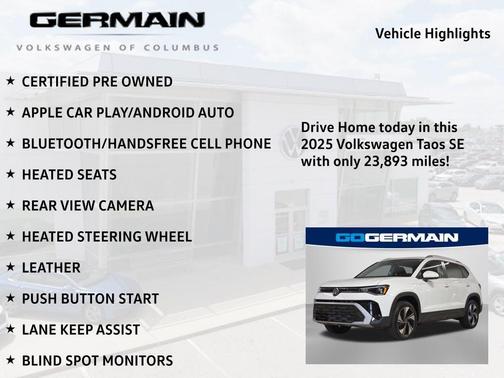 Pure White 2025 Volkswagen Taos 1.5T SE