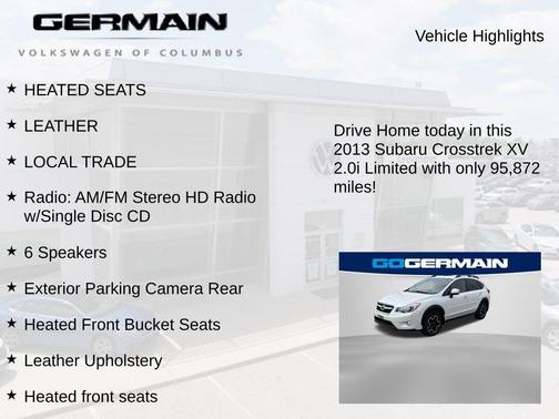 Satin White Pearl 2013 Subaru XV Crosstrek 2.0i Limited