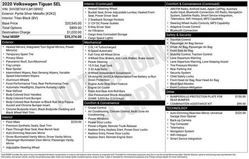 2020 Volkswagen Tiguan 2.0T SEL