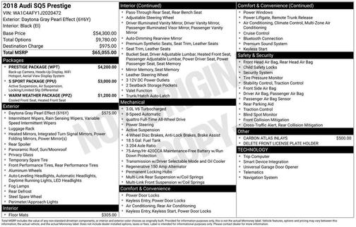 2018 Audi SQ5 3.0T Prestige