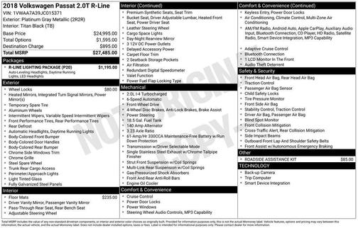 2018 Volkswagen Passat 2.0T R-Line