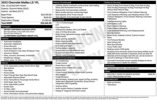 2023 Chevrolet Malibu 1LS