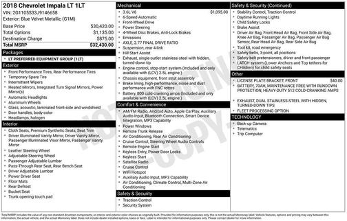 Velvet 2018 Chevrolet Impala 1LT