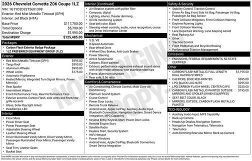 2026 Chevrolet Corvette Z06