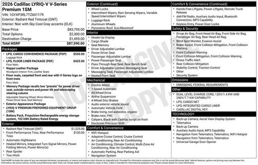 2026 Cadillac LYRIQ V Premium