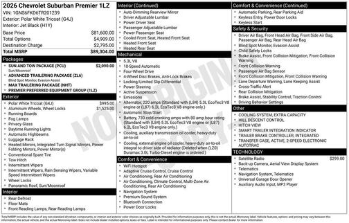 2026 Chevrolet Suburban Premier