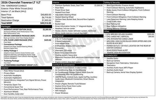 2026 Chevrolet Traverse LT