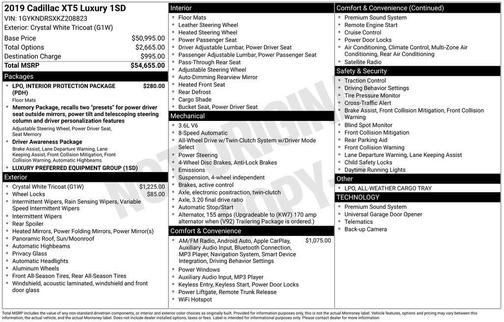 Crystal White Tricoat 2019 Cadillac XT5 Luxury