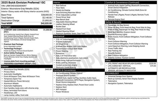 Moonstone Gray Metallic 2025 Buick Envision Preferred AWD