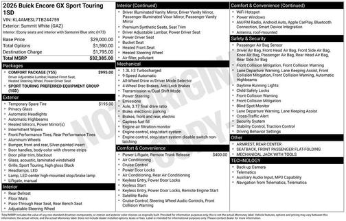 Summit White 2026 Buick Encore GX Sport Touring