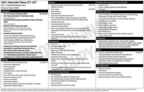 2021 Chevrolet Tahoe 4WD Z71