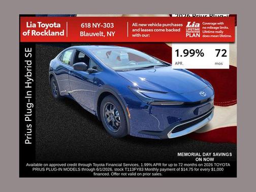 Reservoir Blue 2026 Toyota Prius Plug-In Hybrid SE