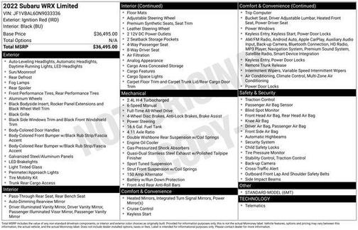 2022 Subaru WRX Limited
