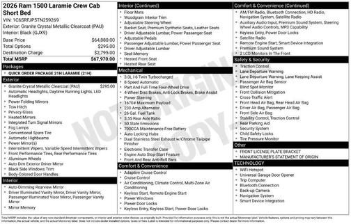 Granite Crystal Metallic Clearcoat 2026 RAM 1500 Laramie