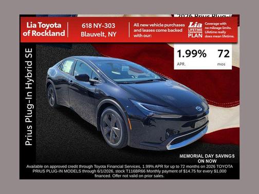 Midnight Black 2026 Toyota Prius Plug-In Hybrid SE