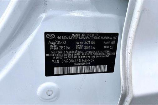 Quartz White Pearl 2020 Hyundai ELANTRA SEL
