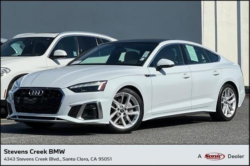 Glacier White Metallic 2023 Audi A5 Sportback 45 S Line Premium Plus