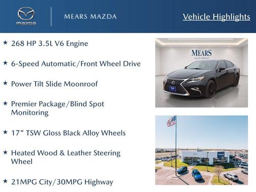 Obsidian 2018 Lexus ES 350 Base