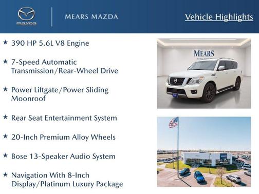 Pearl White Tricoat 2019 Nissan Armada Platinum