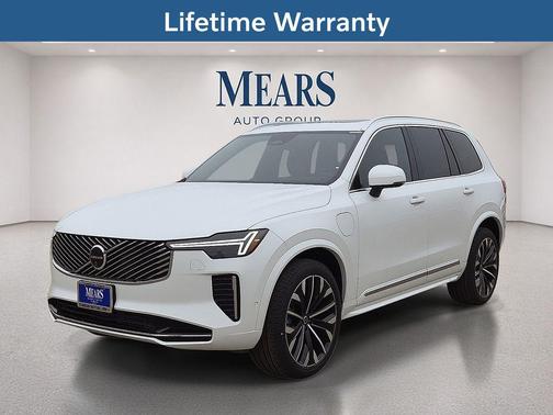 Crystal White Pearl 2026 Volvo XC90 Plug-In Hybrid Ultra, T8 AWD, Electric/Gasoline, Bright, 7 Seats