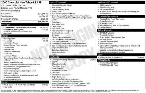 Light Pewter Metallic 2000 Chevrolet Tahoe LS