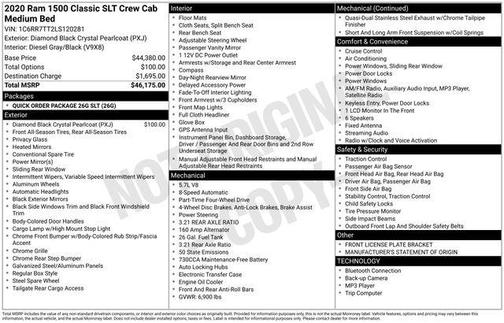 Diamond Black Crystal Pearlcoat 2020 RAM 1500 Classic SLT