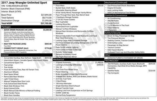 2017 Jeep Wrangler Unlimited Sport