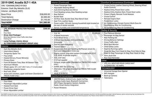 Dark Sky Metallic 2019 GMC Acadia SLT-1