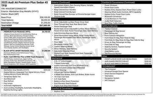 Gray Metallic 2025 Audi A6 45 Premium Plus