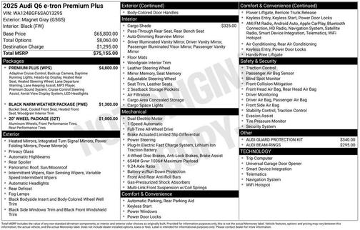 Magnet Gray 2025 Audi Q6 e-tron Premium Plus