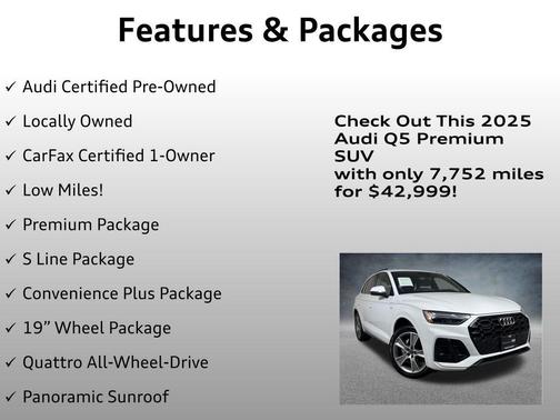 Glacier White Metallic 2025 Audi Q5 45 S line Premium