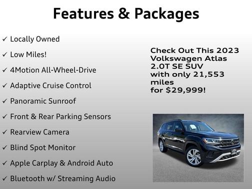 Deep Black Pearl 2023 Volkswagen Atlas 2.0T SE w/Technology 4MOTION
