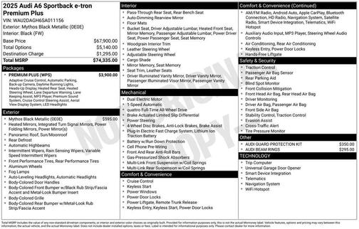2025 Audi A6 e-tron Premium Plus