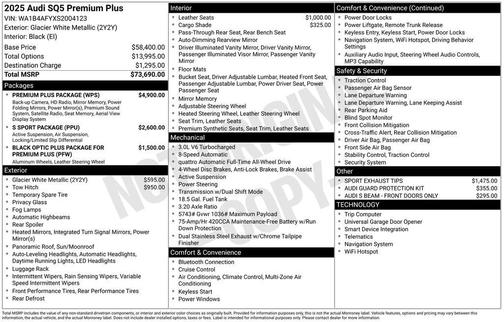 Glacier White Metallic 2025 Audi SQ5 3.0T Premium Plus