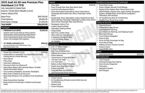 Silver Metallic 2025 Audi A5 Premium Plus TFSI quattro S tronic