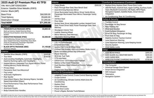 Satellite Silver Metallic 2025 Audi Q7 45 Premium Plus