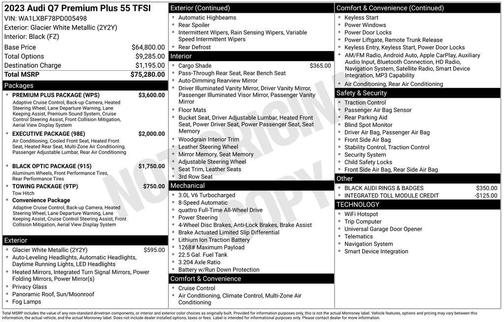 Glacier White Metallic 2023 Audi Q7 55 Premium Plus