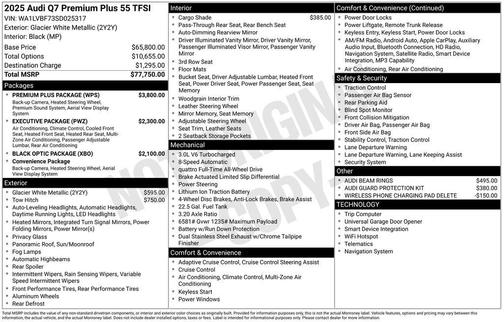Glacier White Metallic 2025 Audi Q7 55 Premium Plus