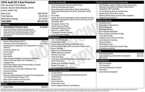 Glacier White Metallic 2023 Audi Q5 45 S line Premium