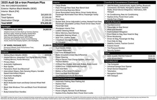 Mythos Black Metallic 2025 Audi Q6 e-tron Premium Plus