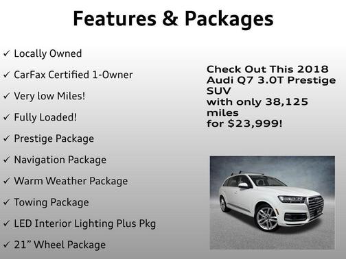 Carrara White 2018 Audi Q7 3.0T Prestige