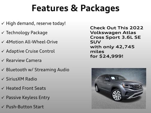 Platinum Gray Metallic 2022 Volkswagen Atlas Cross Sport 3.6L V6 SE w/Technology