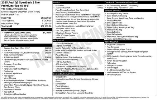 Daytona Gray Pearl Effect 2025 Audi Q5 45 S line Premium Plus