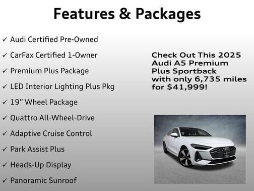 Glacier White Metallic 2025 Audi A5 2.0T Premium Plus