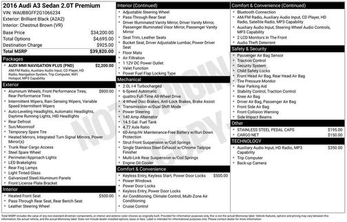 Brilliant Black 2016 Audi A3 2.0T Premium