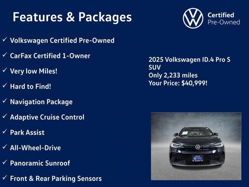 Deep Black Pearl 2025 Volkswagen ID.4 Pro S