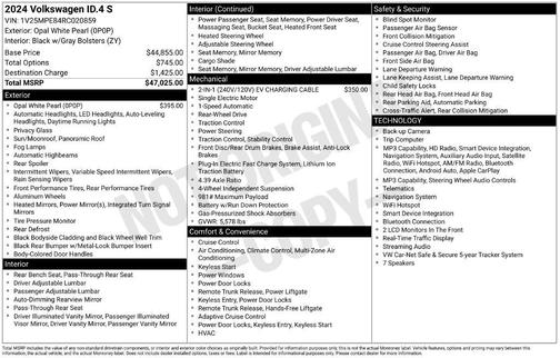 Opal White Pearl 2024 Volkswagen ID.4 S