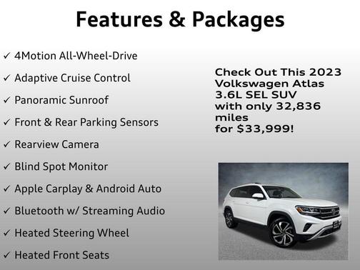 Opal White Pearl 2023 Volkswagen Atlas 3.6L SEL