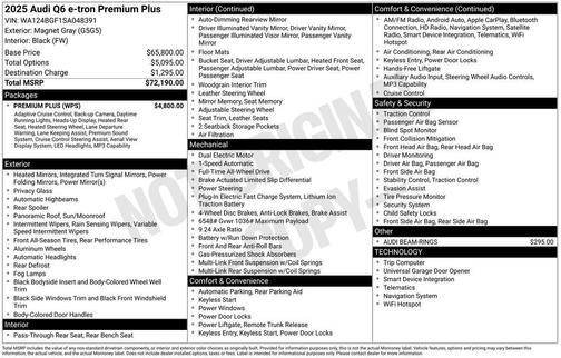 Gray 2025 Audi Q6 e-tron Premium Plus