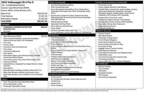 Opal White Pearl 2024 Volkswagen ID.4 Pro S